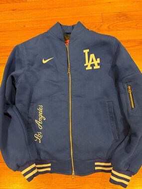 Jacket Juction LA Dodgers Navy Bomber Jacket with White Logos adult